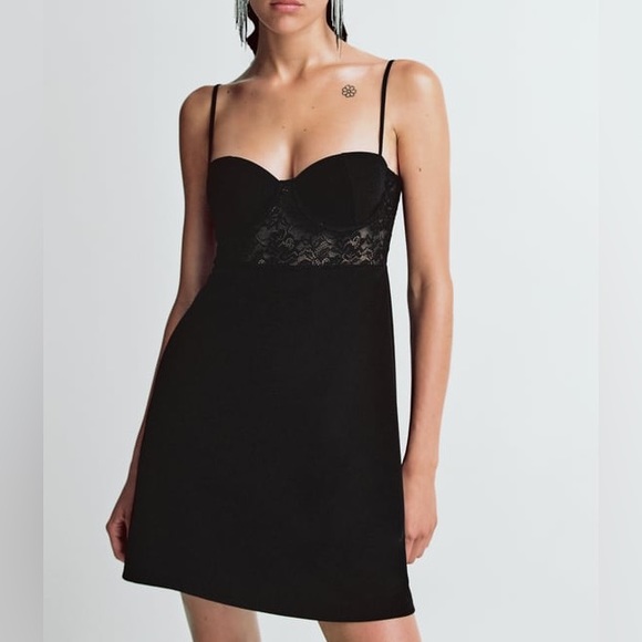 Zara Dresses & Skirts - Zara lace Corset little black dress coctail party night out